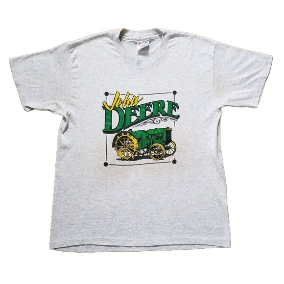 Vintage 90s John Deere Tractor Sz Large Single Stitch USA Made Mens Gray T-Shirt - Picture 1 of 8